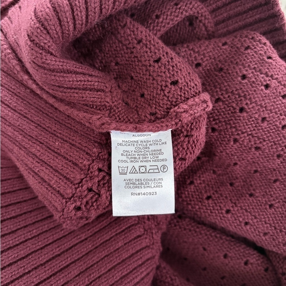 Loft • Burgundy Pointelle Ottoman Sweater S NWT - Picture 6 of 6